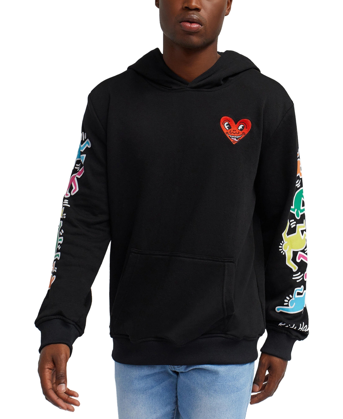 Men's Keith Haring Heart Pullover Hoodie - Black