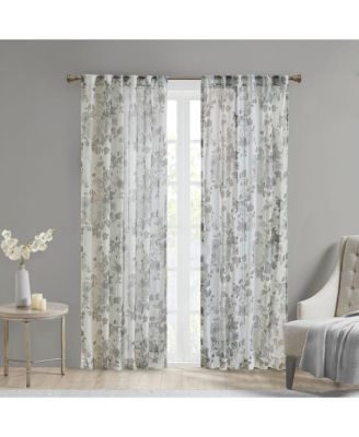 Madison Park - Simone 50" x 95" Printed Floral Sheer Curtain Panel