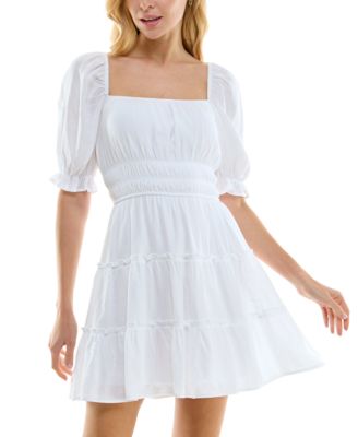 Juniors' Tiered Fit & Flare Lined Dress