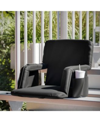 Mikki Portable Heated Reclining Stadium Chair With Armrests, Padded Back & Heated Seat With Dual Storage Pockets And Backpack Straps