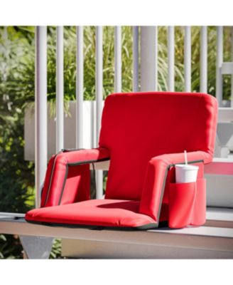 Mikki Portable Heated Reclining Stadium Chair With Armrests, Padded Back & Heated Seat With Dual Storage Pockets And Backpack Straps