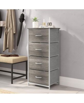 Marley 4 Drawer Storage Dresser With Cast Iron Frame, Wood Top And Easy Pull Engineered Wood Drawers With Wooden Handles