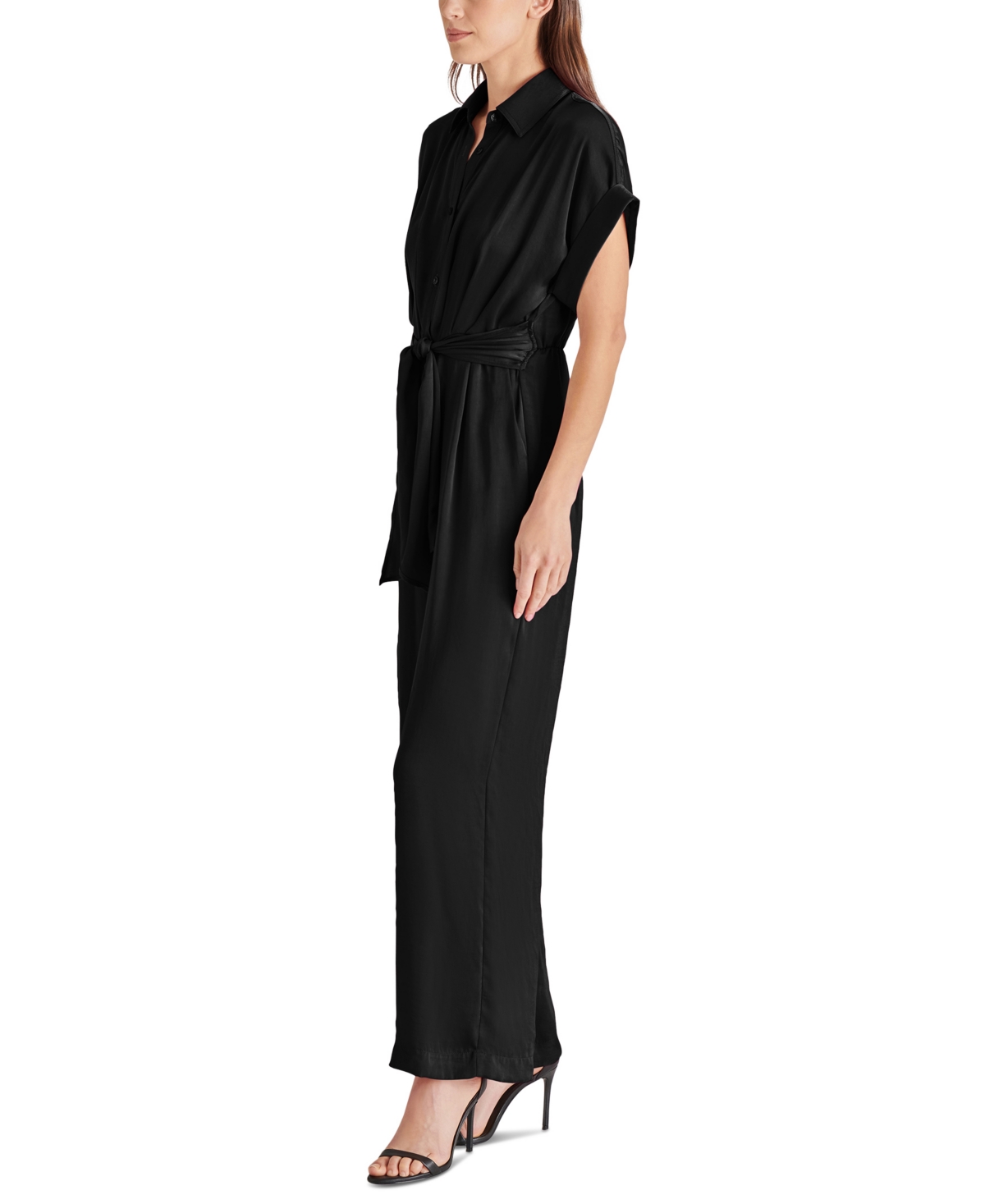 Steve Madden Women's Tori Cuffed-Sleeve Tie-Front Jumpsuit