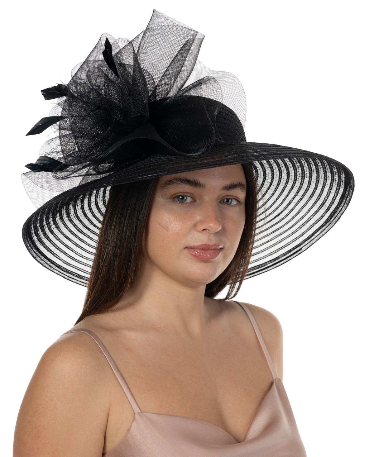 Women's Crinoline Downbrim Dressy Hat - Fuchsia