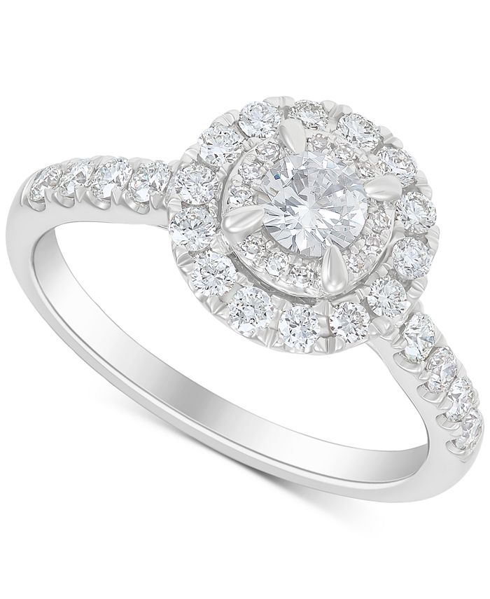 Macy's Diamond Double Halo Engagement Ring (1 ct. t.w.) in 14k White ...