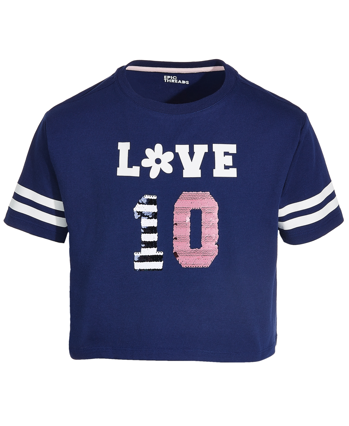 Shop Epic Threads Big Girls Love Varsity Graphic T-shirt, Created For Macy's In Medieval Blue