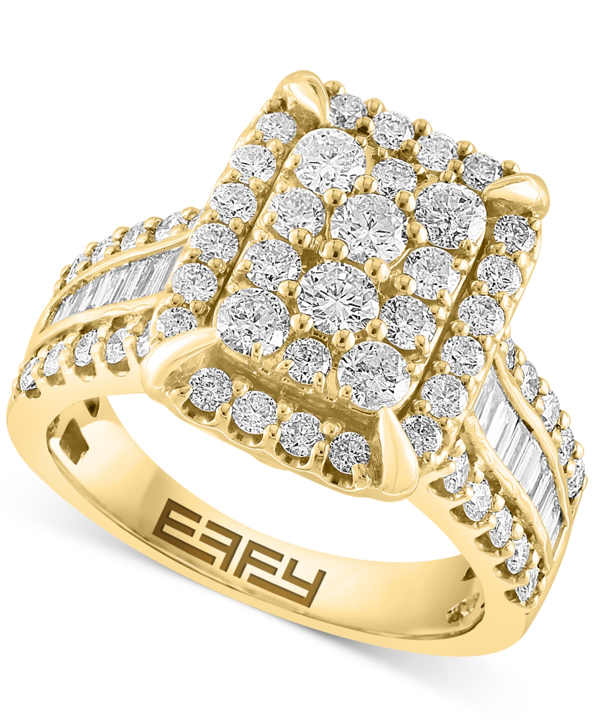 Effy Collection Effy Certified Diamond Emerald Shaped Halo Cluster Ring (1-5/8 Ct. T.w.) In 14k Gold In Yellow Gold