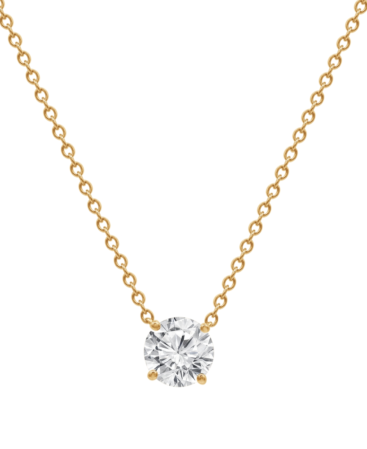 Certified Lab Grown Diamond Solitaire Adjustable 18" Pendant Necklace (1-1/2 ct. t.w.) in 14k Gold - Yellow Gold