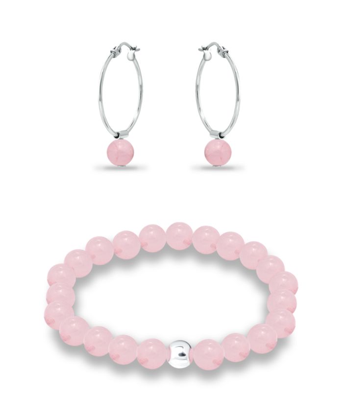 Silver Plated Multi Genuine Stone Bracelet and Earring, 2 Piece Set