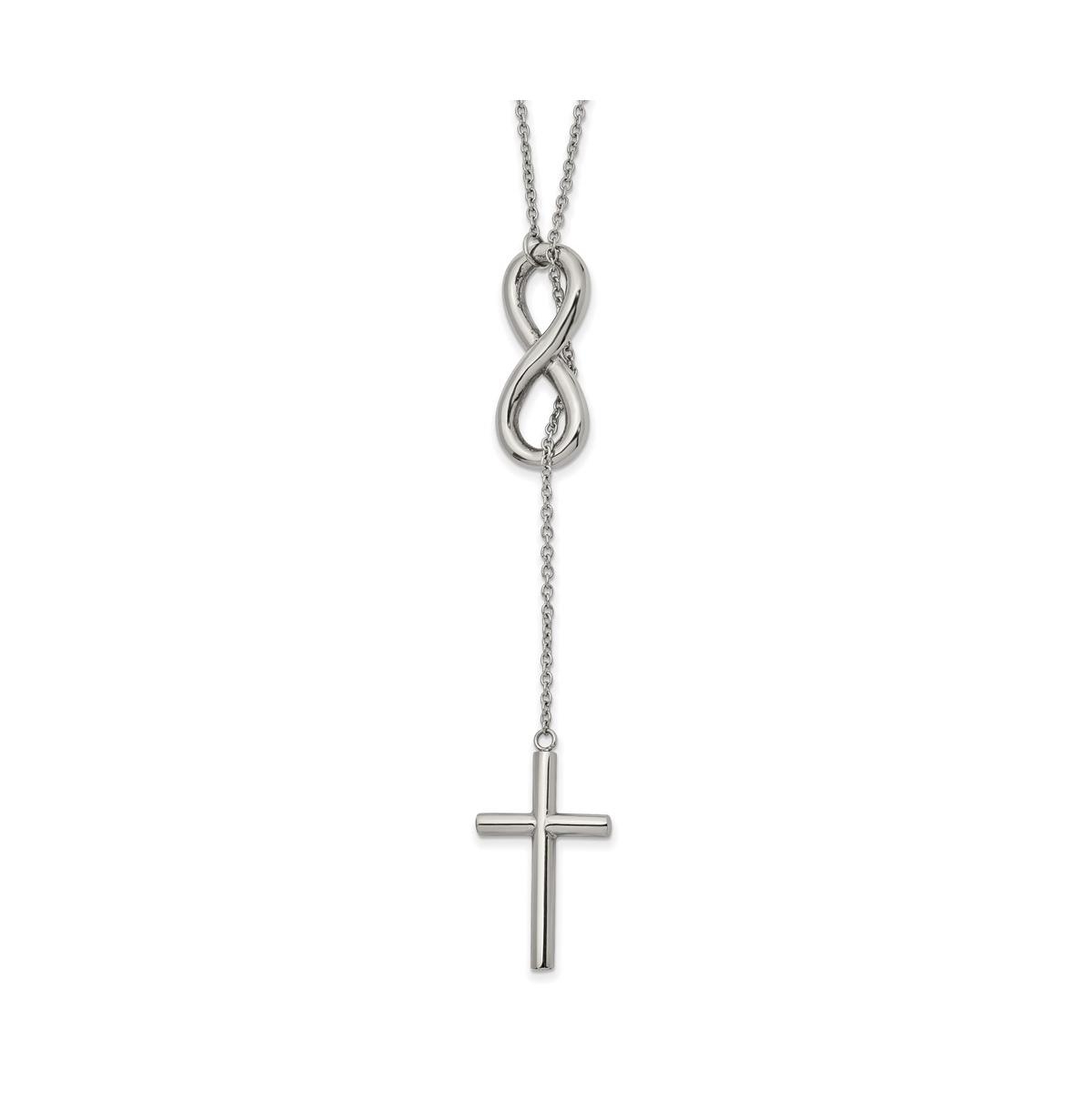 Cross/Infinity Adjustable up to 25 inch Slip-on Cable Chain Necklace - Silver