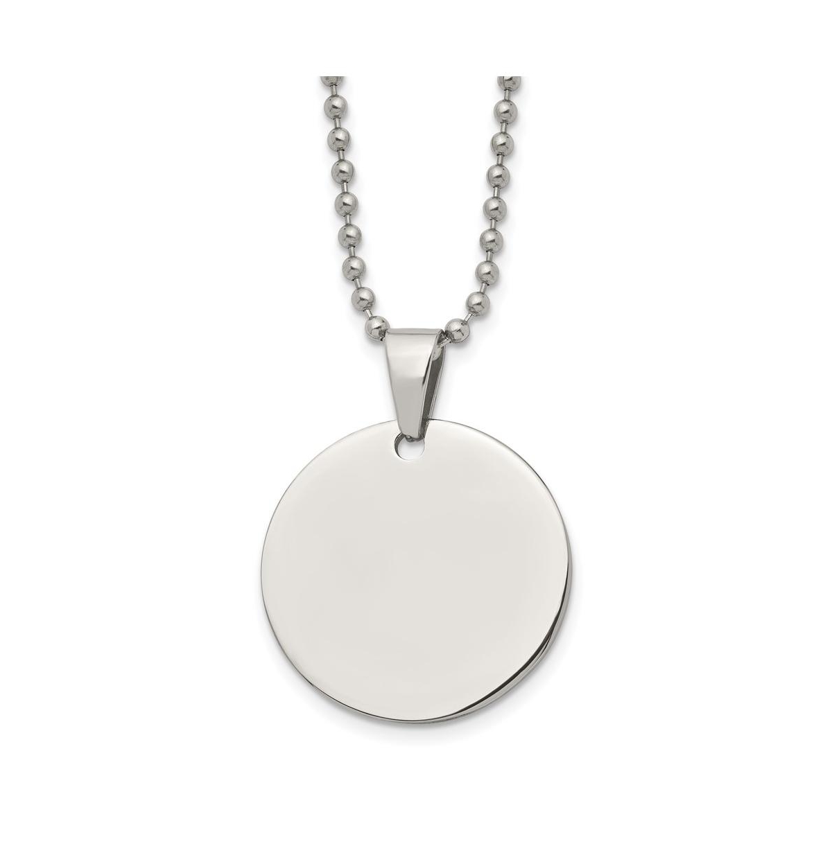 Brushed Reversible Round 2mm Dog Tag Ball Chain Necklace - Silver