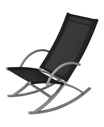 vidaXL Patio Rocking Chairs 2 pcs Steel and Text Ilene Black - Macy's