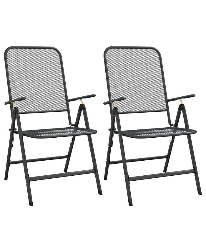 vidaXL Folding Patio Chairs 2 pcs Expanded Metal Mesh Anthracite Macy's
