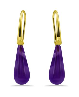 14K Gold Plated Multi Genuine Stone Teardrop Earrings
