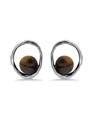 Silver Plated Multi Genuine Stone Stud Earrings