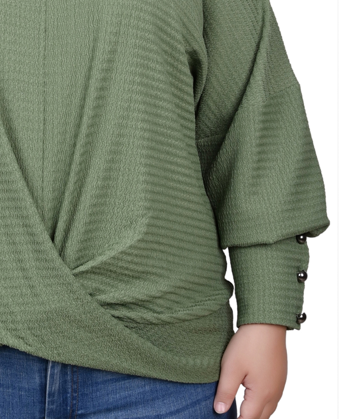 Ny Collection Plus Size Long Sleeve Textured Knit Top