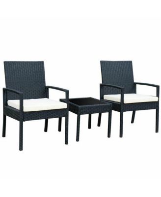 3 Pcs Outdoor Rattan Patio Conversation Furniture Set
