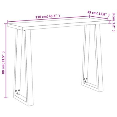 Console Table Natural Wood and Black Solid Acacia Wood