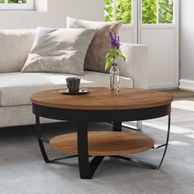 Standard Wood Honey Brown Black Coffee Table