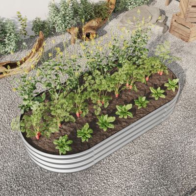Streamdale Oval Metal Raised Garden Bed for Plants and Flowers