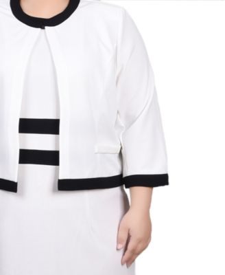 Plus Size Elbow Sleeve Colorblocked Dress, 2 Piece Set