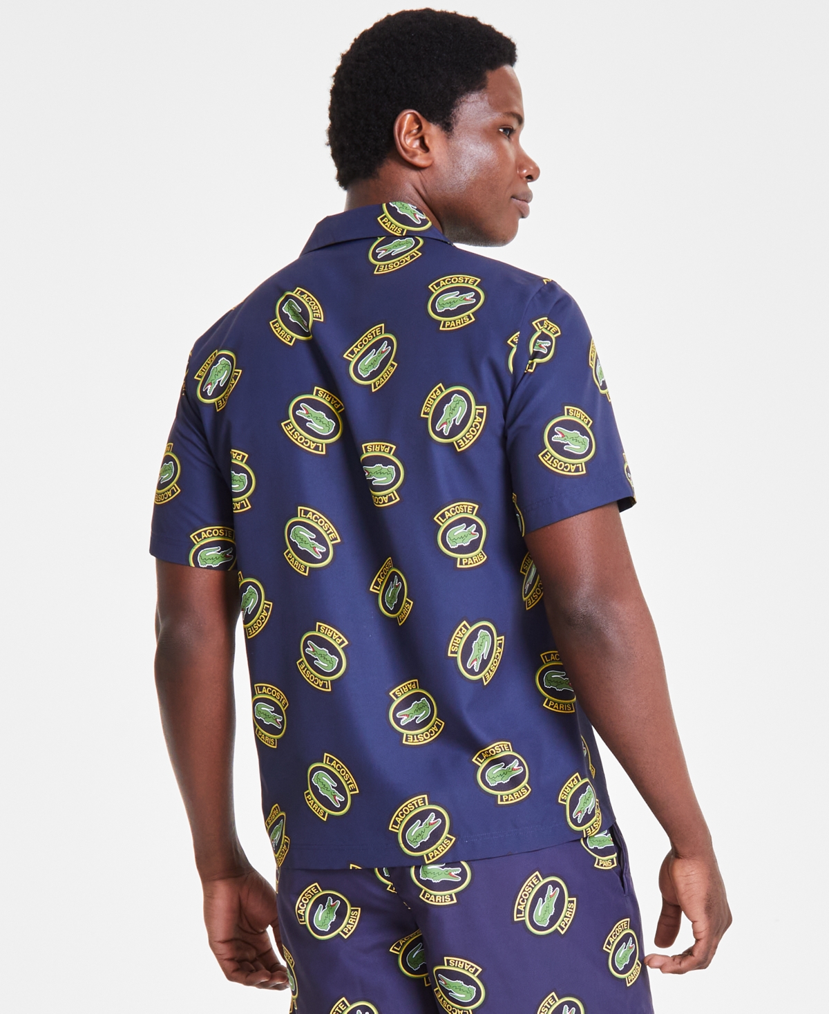 Lacoste Men's All-Over Logo Graphic Shirt - Ir0 Marine/ananas-noir