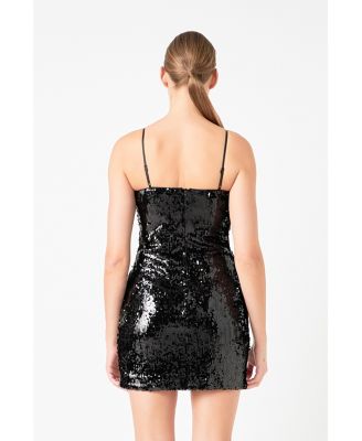 Women's Sequin Flower Mini Dress