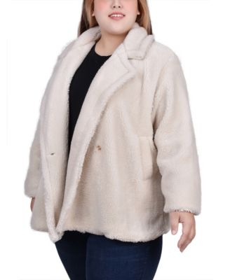 Plus Size Long Sleeve Double Breasted Sherpa Jacket