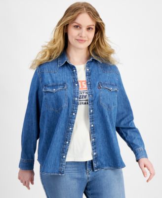 Levi's Levis Trendy Plus Size Essential Western Cotton Shirt Classic  Straight Leg Jeans in Blue