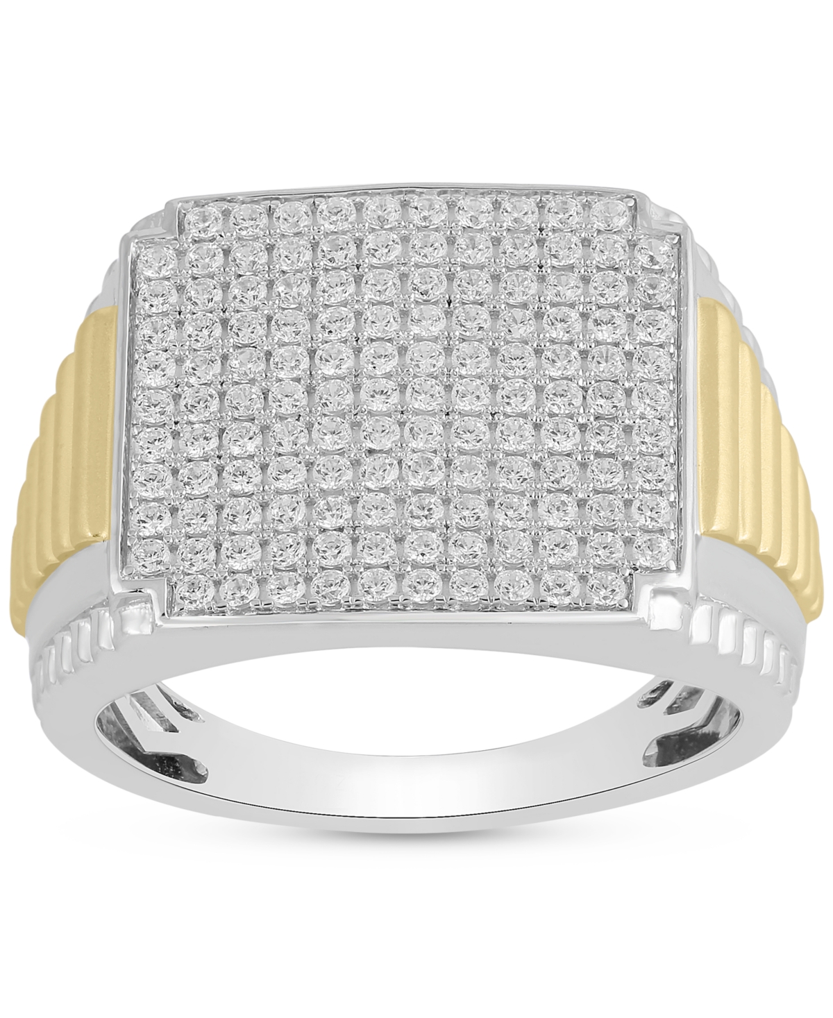 Men's Diamond Pave Cluster Ring (1 ct. t.w.) in Sterling Silver & 14k Gold-Plate
