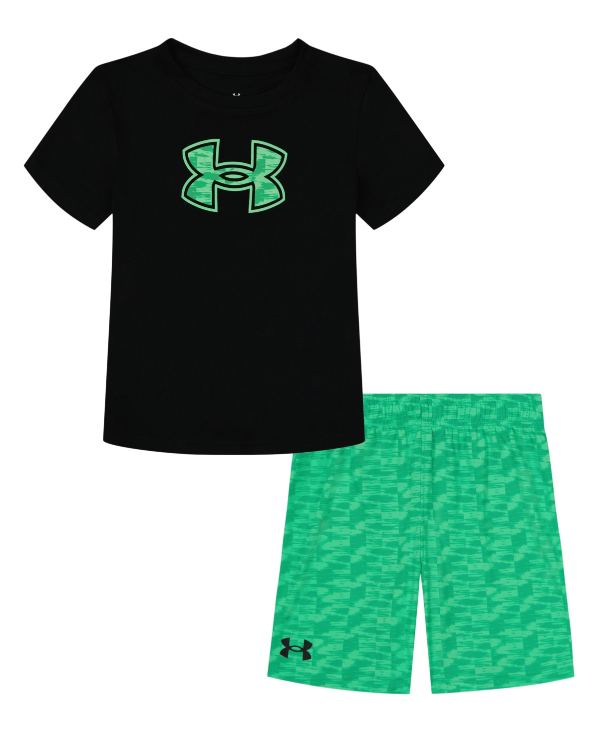 Shop Under Armour Little Boys Ua Printed T-shirt And Shorts Set In Black