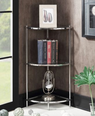 13.75" Chrome Royal Crest 3 Tier Glass Corner Shelf
