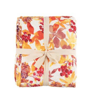 Cordelia Watercolor Leaves Cotton Quilted Accent Throw Blanket, 48" x 60"