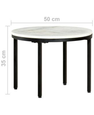 Coffee Table White and Black ˜19.7" Real Solid Marble