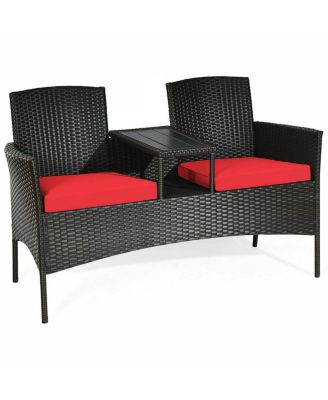 Outdoor Patio Furniture Set Built In Coffee Table Cushioned Seating Group