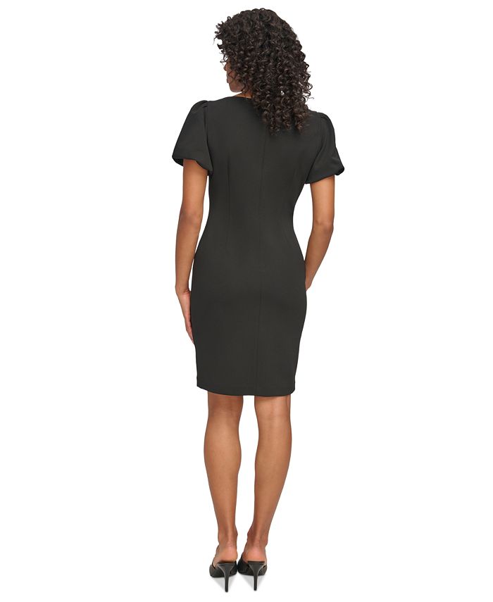 DKNY Women's Velvet Side Ruche Sheath Dress Red Size 6