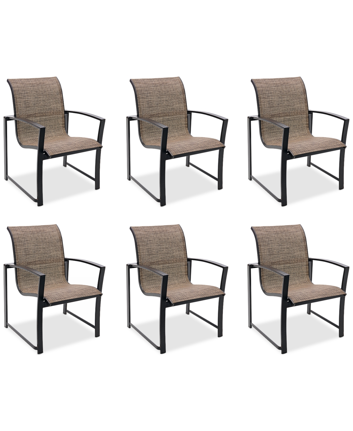 Wythburn Mix and Match Sleek Sling Outdoor Dining Chairs, Set of 6 -Bronze Finish