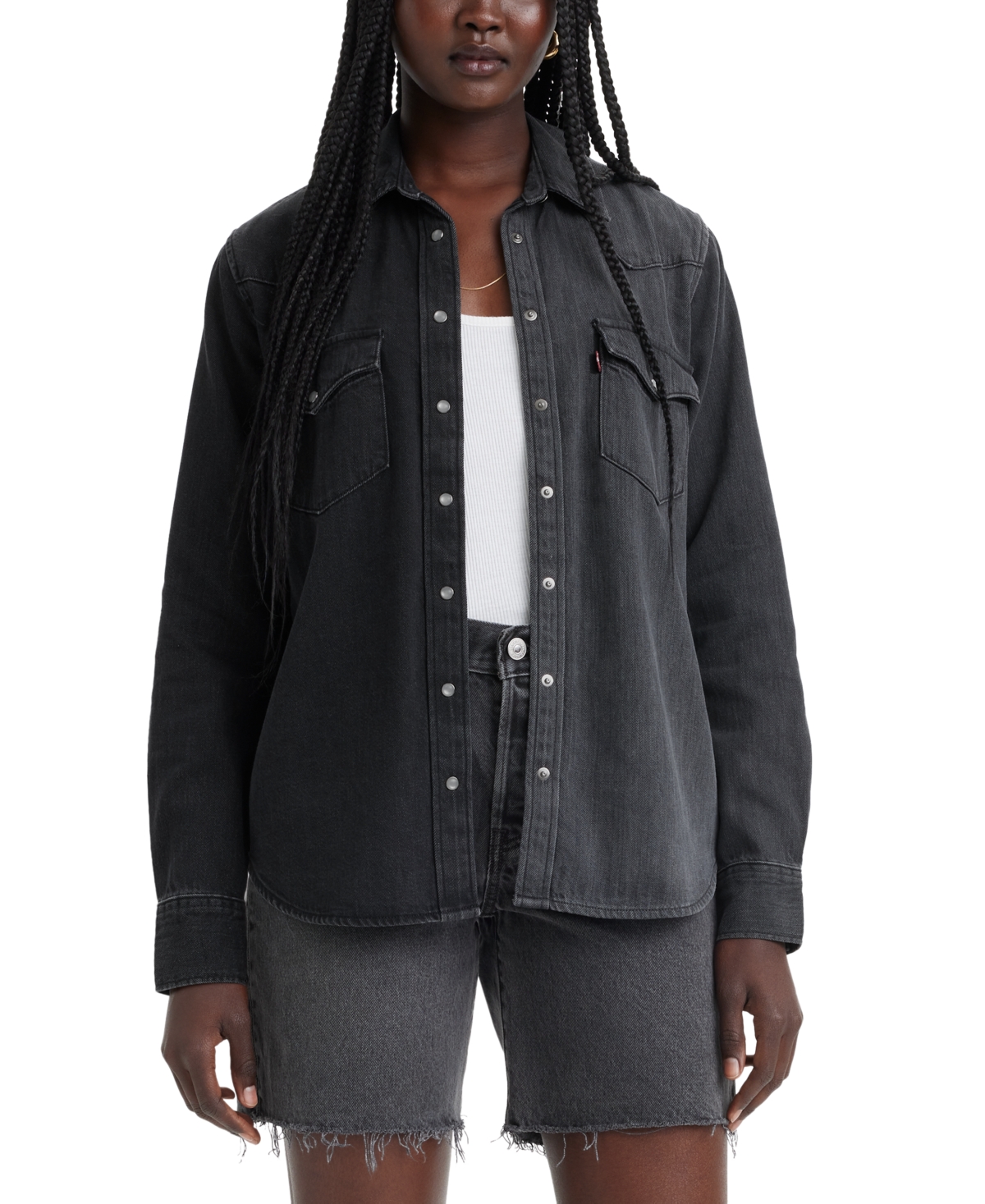 Levi's Women's The Ultimate Western Cotton Denim Shirt In Black Laser Craft