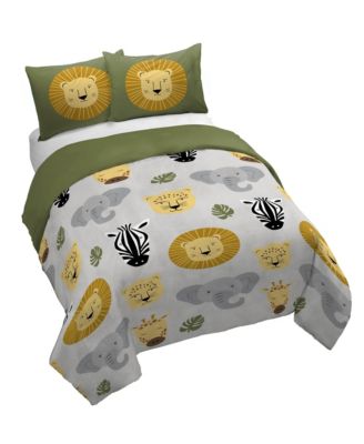 Safari Friends 100% Organic Cotton Duvet Cover & Sham Set, Full/Queen