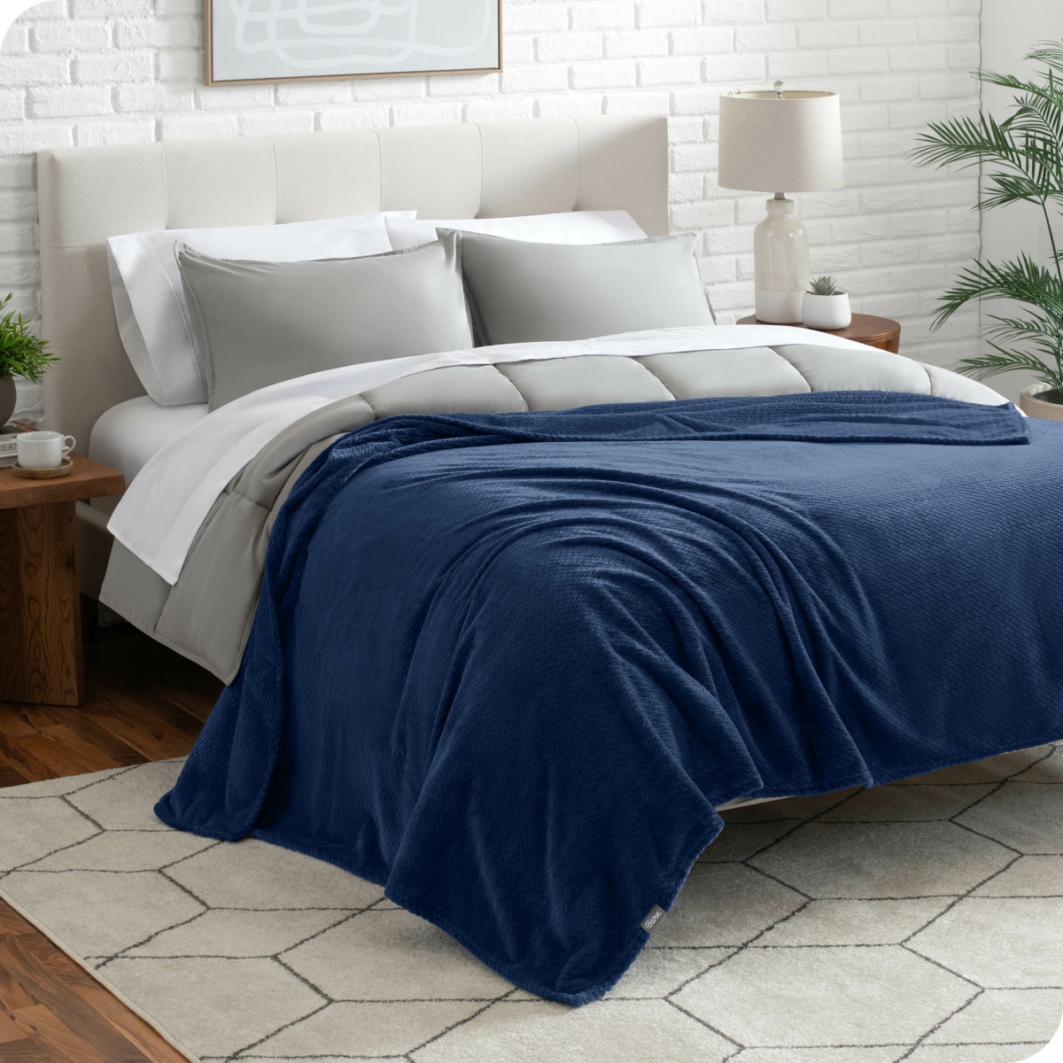 Bare Home Textured Micro plush Fleece King/California King Blanket