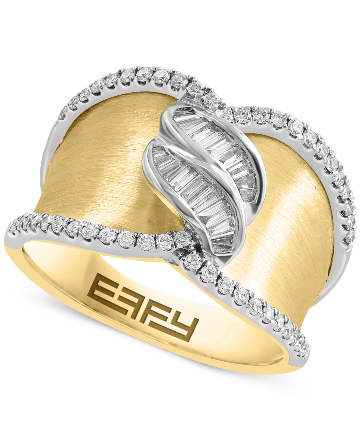 Effy Collection Effy Diamond Baguette & Round Wide Statement Ring (3/8 Ct. T.w.) In 14k Two-tone Gold In Two Tone