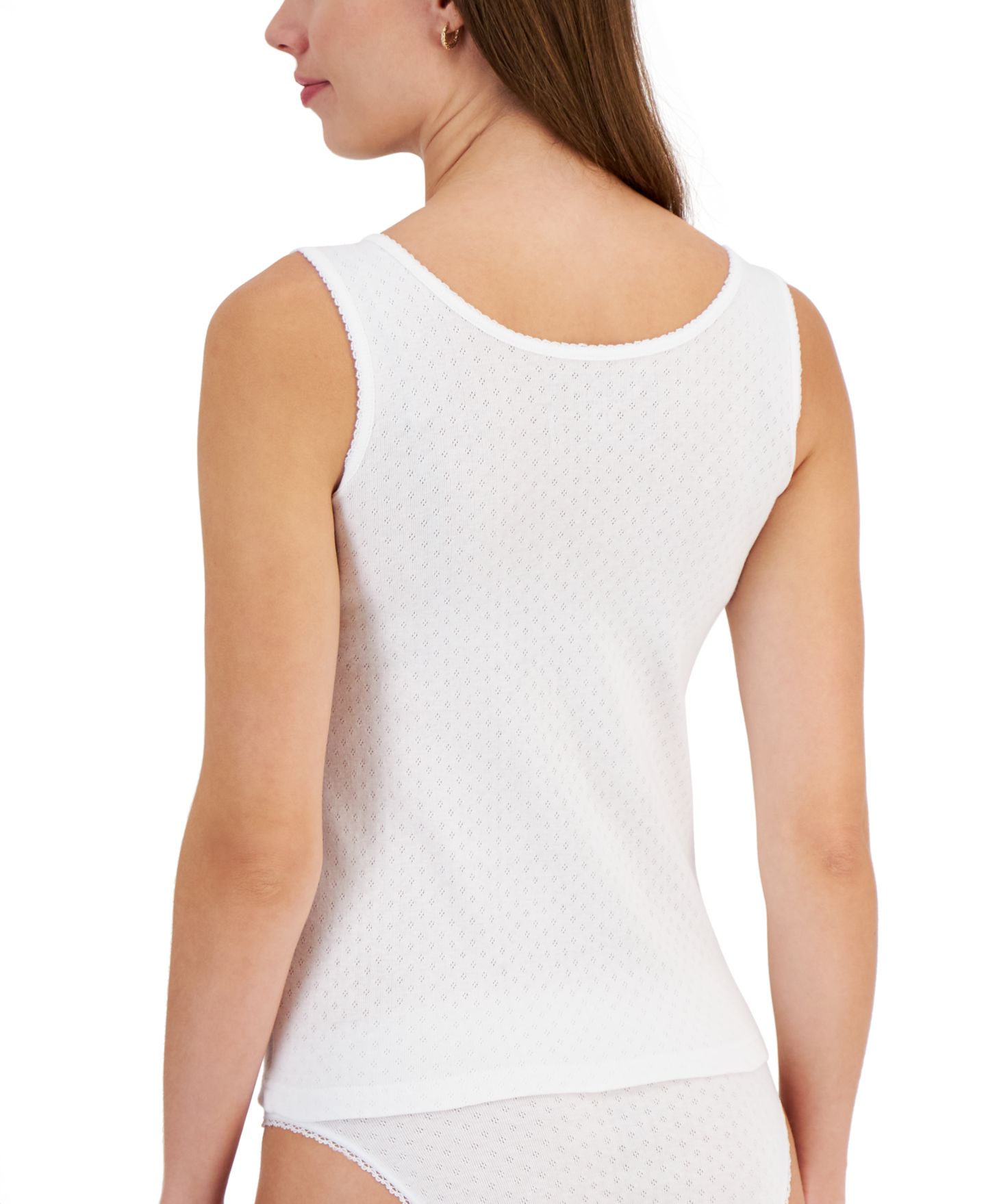 Женский топ Charter Club Cotton Pointelle Tank Top, цвет: Яркий белый — фото 3