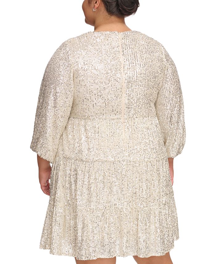 Eliza J Plus Size Sequined LongSleeve Tiered Dress Macy's