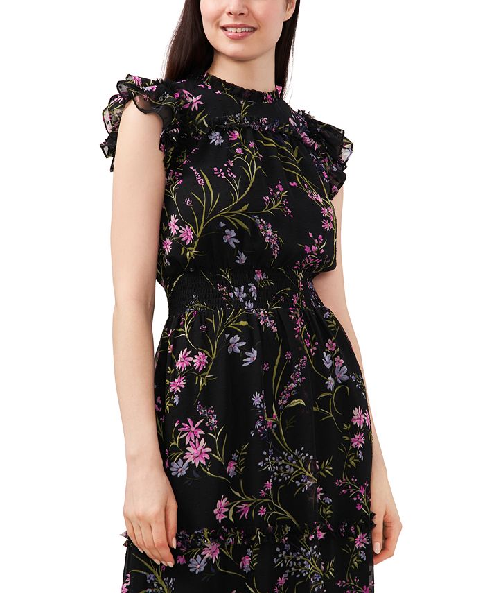 CeCe Women's Flutter-Sleeve Smocked-Waist Midi Dress