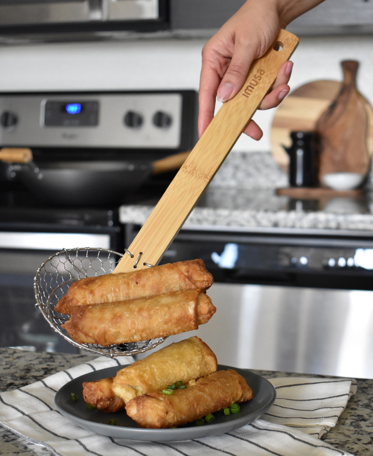 Imusa 3.4" Wooden Look Spider Skimmer