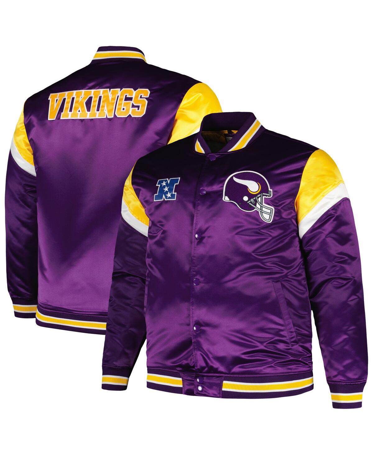 Shop Mitchell & Ness Men's  Purple Distressed Minnesota Vikings Big And Tall Satin Full-snap Jacket