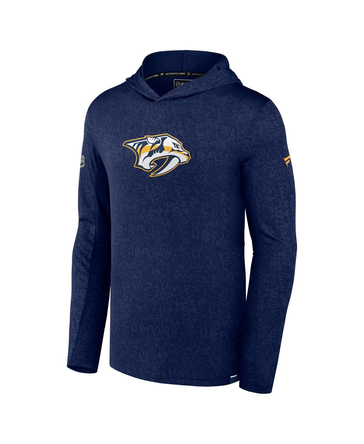 Shop Fanatics Men's  Navy Nashville Predators Authentic Pro Lightweight Pullover Hoodie