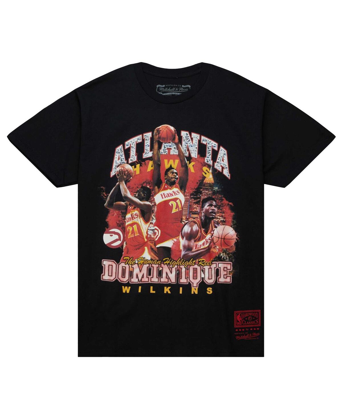 Men's Mitchell & Ness Dominique WilkinsAtlanta Hawks Hardwood Classics Bling Concert Player T-shirt - Black