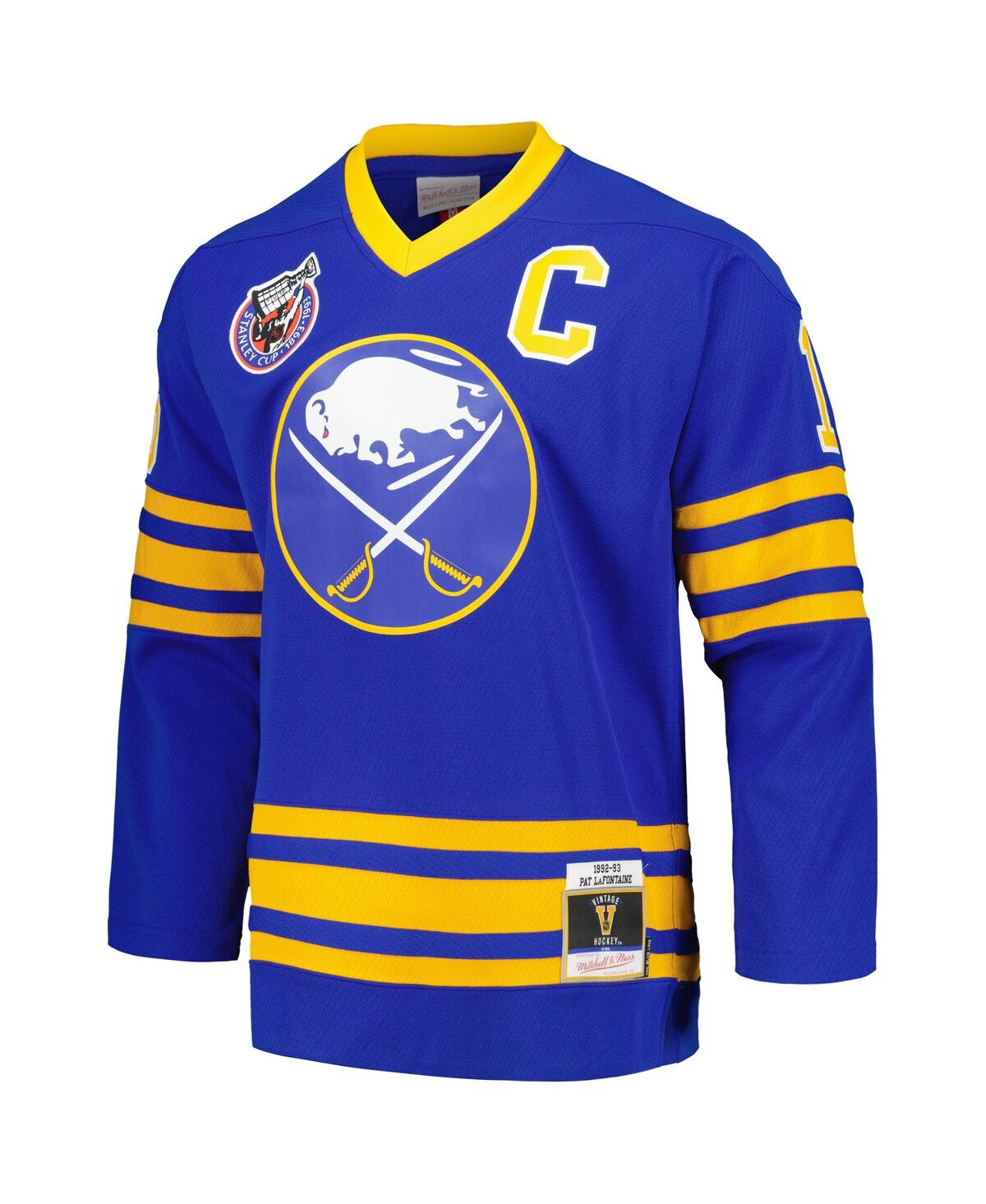 Men's Mitchell & Ness Pat LaFontaineBuffalo Sabres Captain Patch 1992/93 Blue Line Player Jersey - Royal