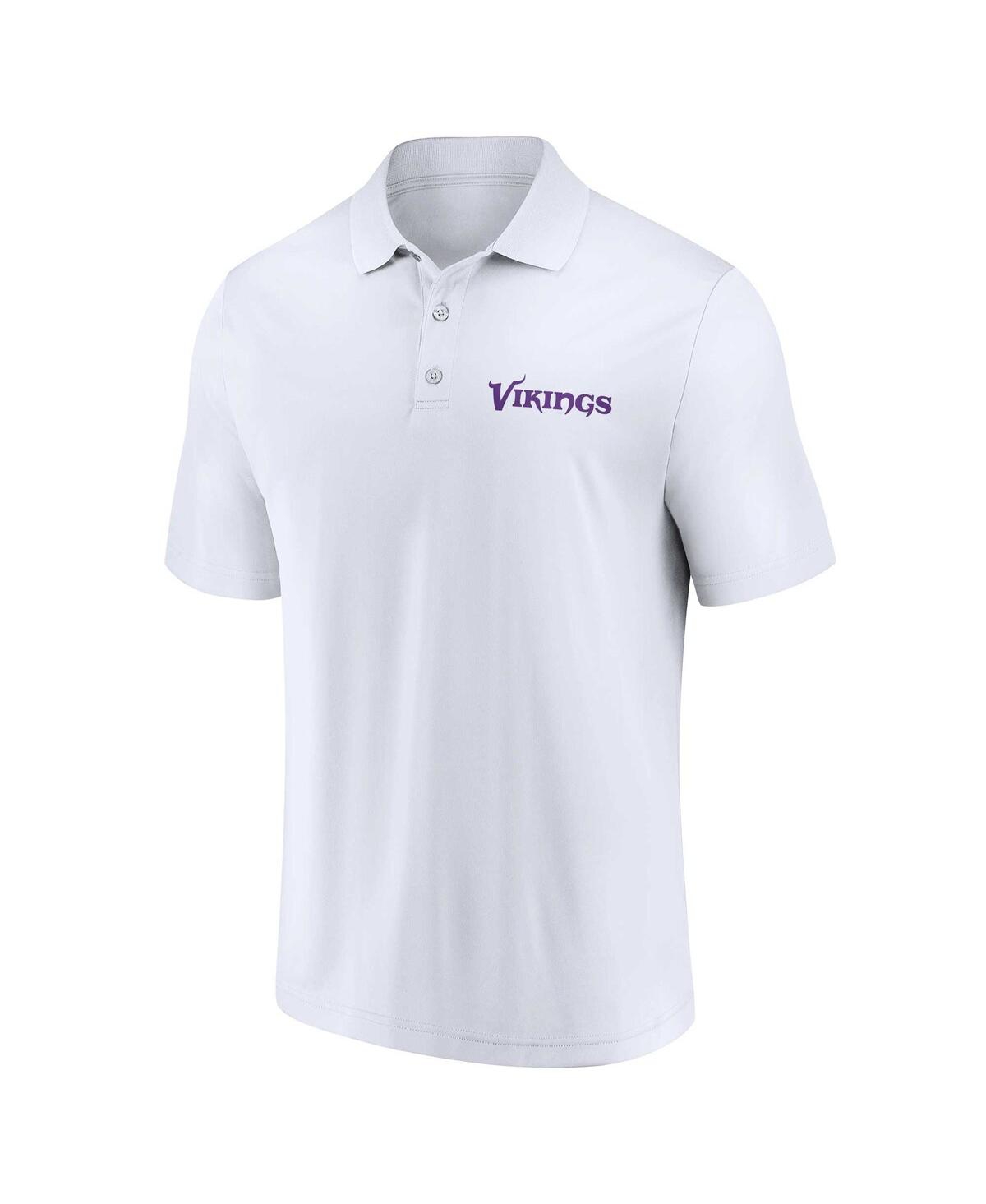 Shop Fanatics Men's  White, Purple Minnesota Vikings Lockup Two-pack Polo Shirt Set In White,purple